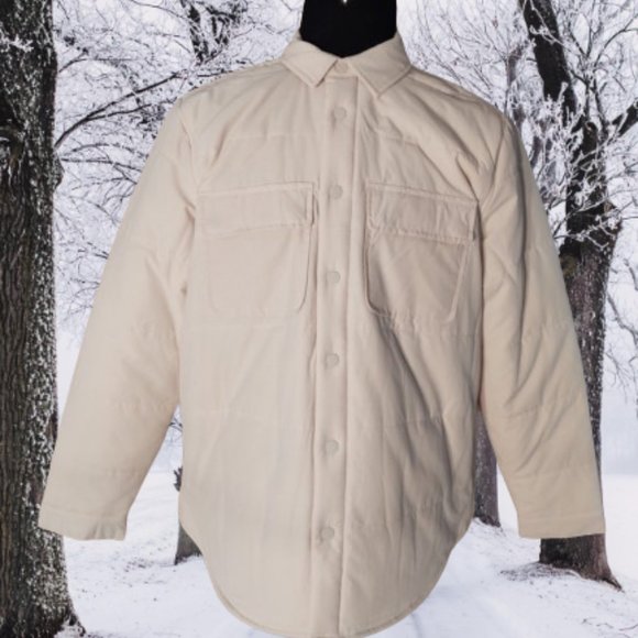 APT. 9 MEN'S STANDARD FIT QUILTED WHITE PUFFER WINTER JACKET - SIZE LARGE